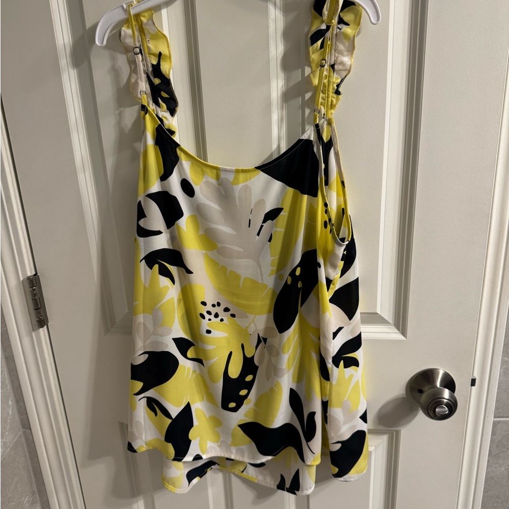CAbi Yellow and Blackish Blue Floral Camisole